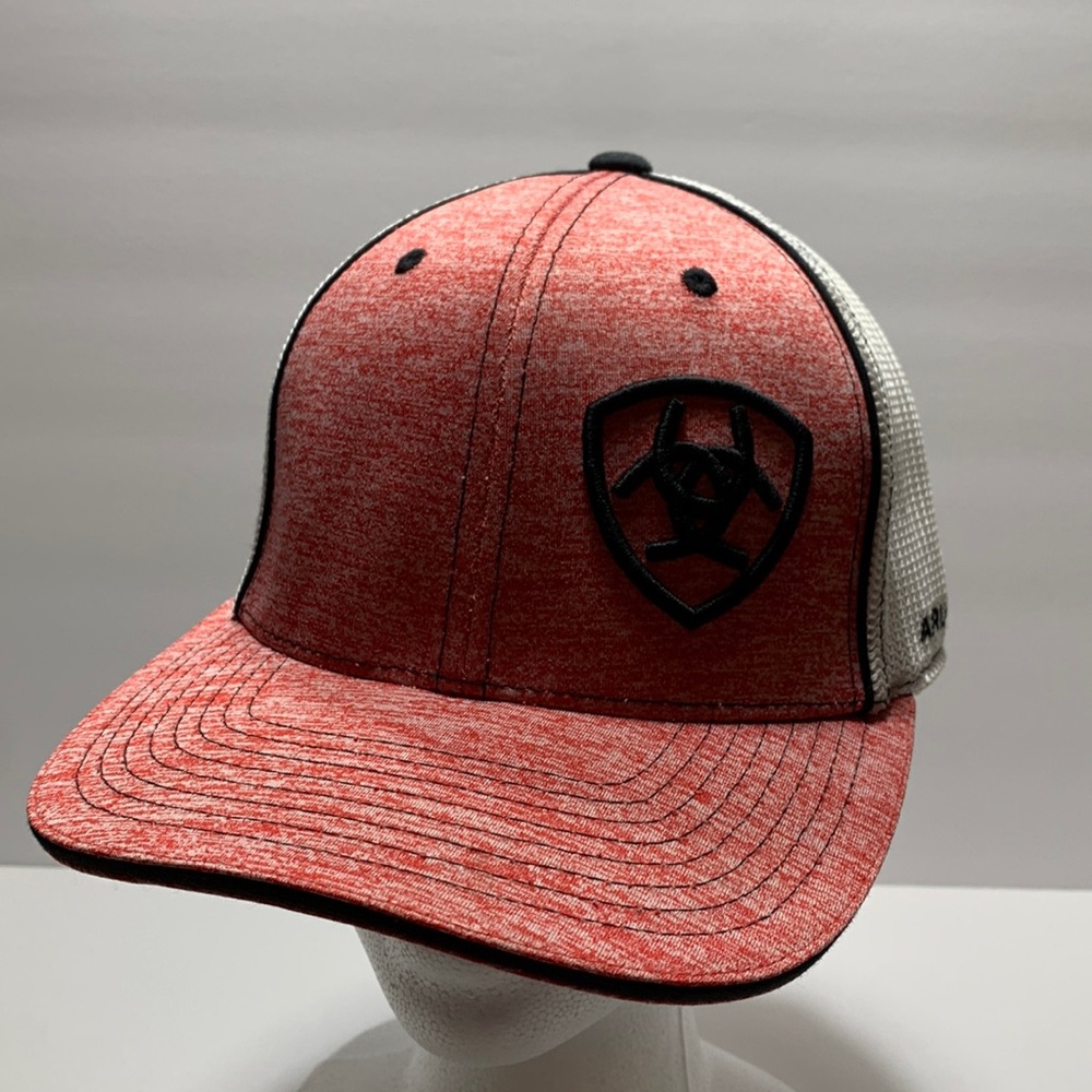 Ariat mens red hat American MFG CO country western rodeo southern ball cap B1